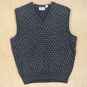The Fox Collection Vintage Mens Dark Gray Geometric Knit Classic Sweater Vest XL